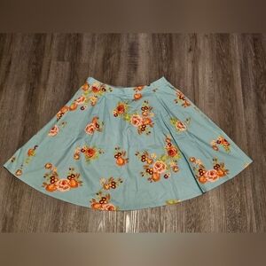 Matilda Jane Floral A-Line Skirt in Blue and Orange